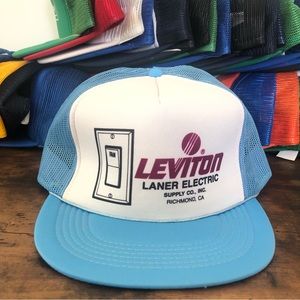Vintage 80s Streetwear Leviton Electric RICHMOND CA Trucker Hat